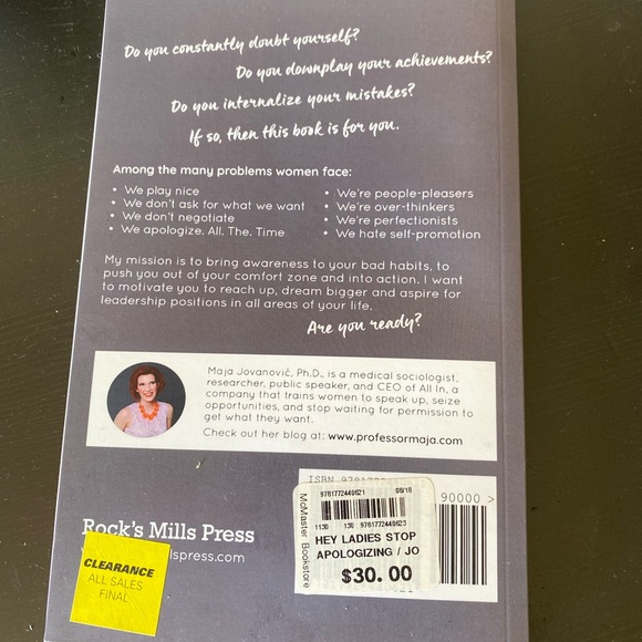 3/$12 🇨🇦 Hey Ladies Stop Apologizing by Maia Jovanivic book - Picture 3 of 4